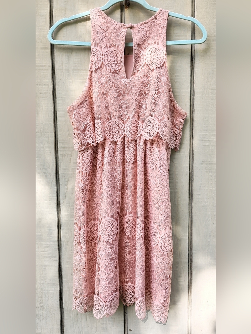 BONGO Pink Floral Lace Dress Medium Sleeveless Elastic Waist Coastal Cowgirl - Picture 5 of 10